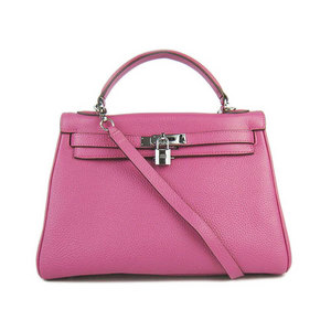 Hermes Kelly 32cm Bag Lychee Rose Silver