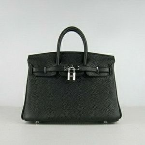 Hermes Birkin 25 Bag Black Silver