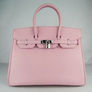 Hermes Birkin 35 Bag Pink Silver